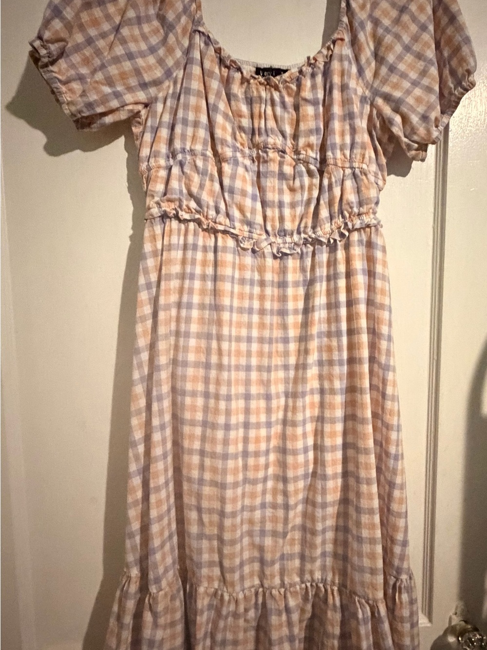 Plaid Ruffle Hem midi dress